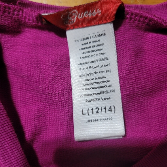 Guess Girl's L (12/14) Purple Dress Shirt  word GUESS - Picture 4 of 4